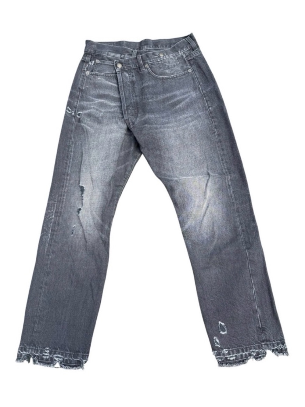Woman’s  Distressed black Straight-Leg Jeans